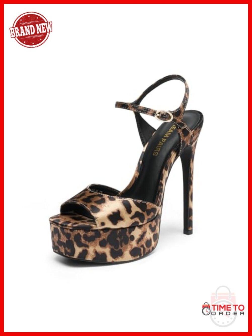 Platform Heeled Sandals Square Toe Ankle Strap Stiletto High Heels